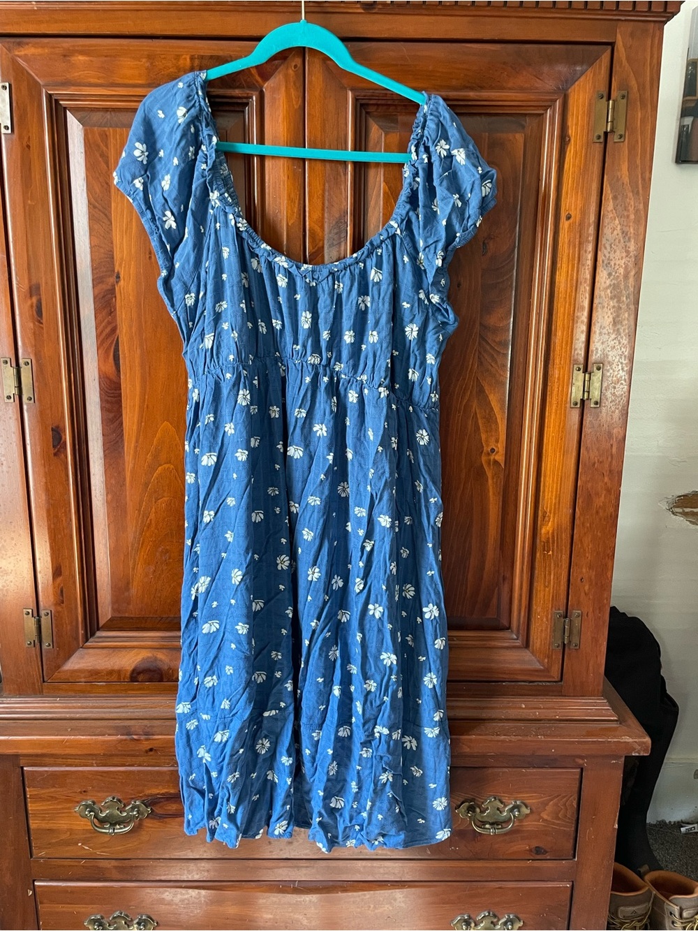 Lovesick Blue Floral Scoop-Neck Cotton Dress
